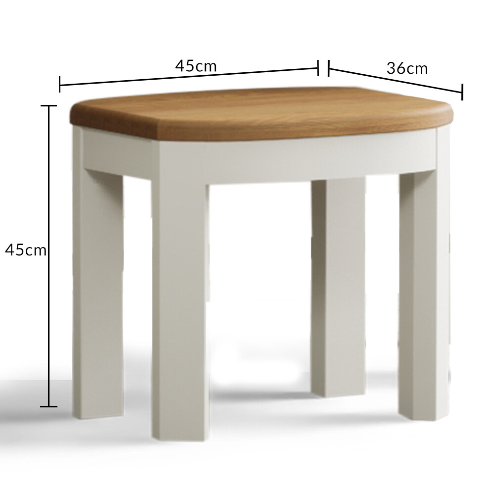 Product photograph of Bradwell Oak And Signal White Painted Dressing Stool from Oak Furniture Superstore.
