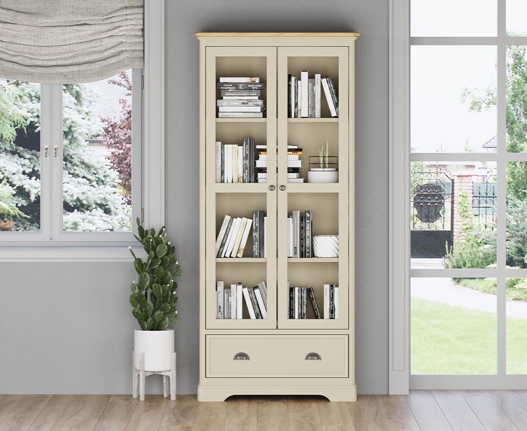 Madley Oak and Cream Painted Glazed Display Cabinet