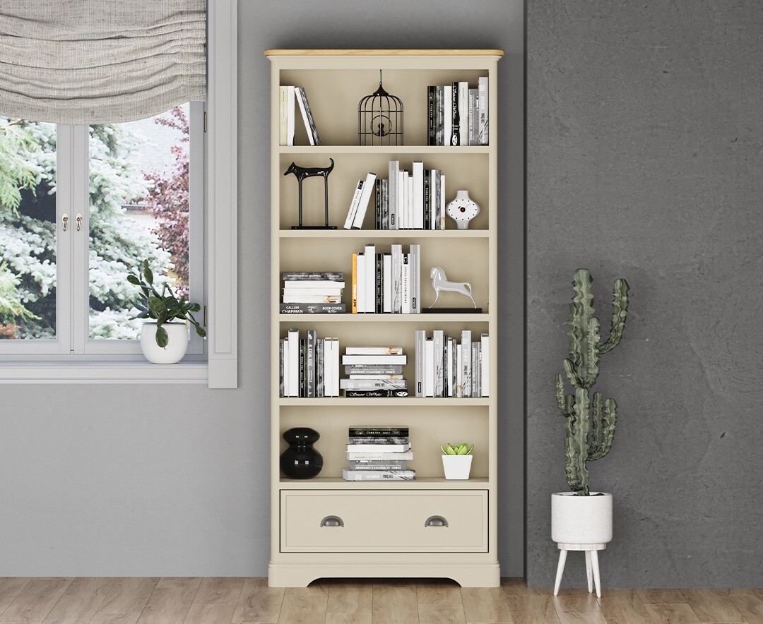 Madley Oak and Cream Painted Tall Bookcase