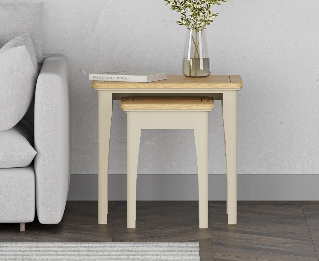 Madley Oak and Cream Painted Nest Of Tables