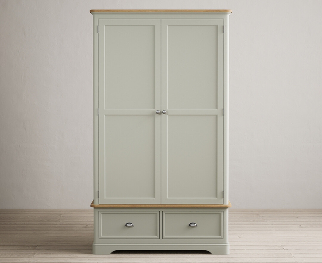 Product photograph of Bridstow Soft Green Painted Double Wardrobe from Oak Furniture Superstore
