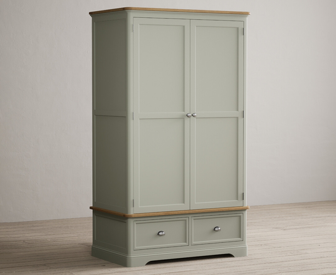 Product photograph of Brampton Soft Green Painted Double Wardrobe from Oak Furniture Superstore