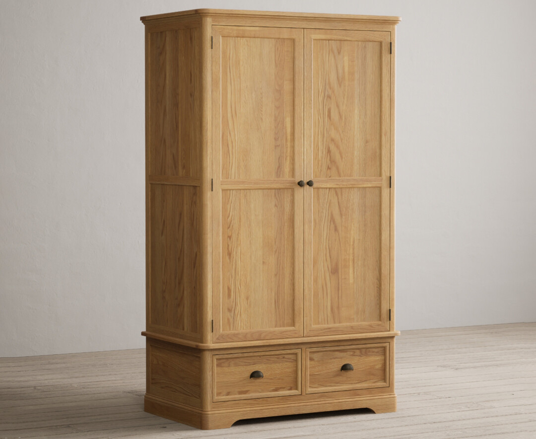 Product photograph of Bridstow Solid Oak Double Wardrobe from Oak Furniture Superstore