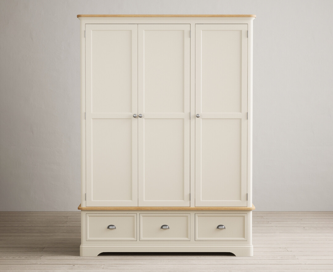Madley Oak and Cream Painted Triple Wardrobe