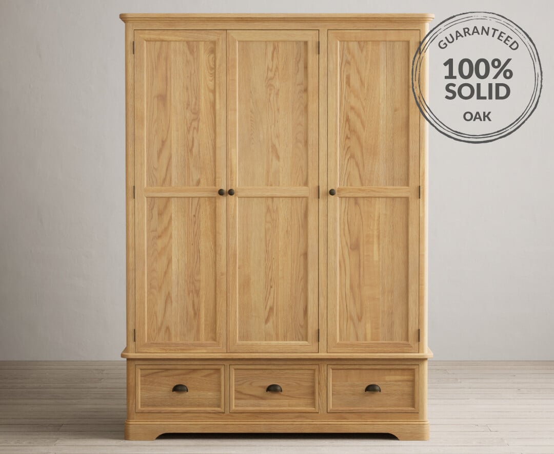 Bridstow Solid Oak Triple Wardrobe