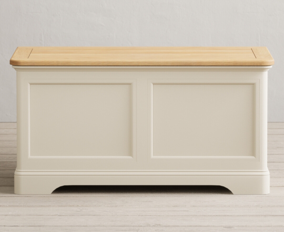 Product photograph of Bridstow Oak And Cream Painted Blanket Box from Oak Furniture Superstore