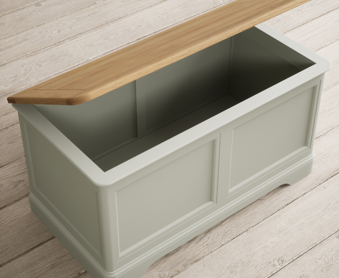 Photo 2 of Bridstow soft green painted blanket box