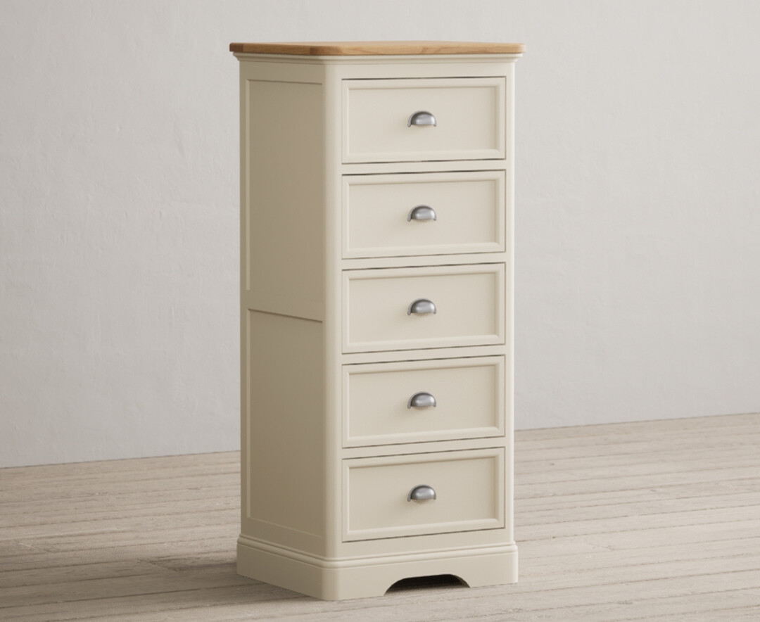 Madley Oak and Cream Painted 5 Drawer Tallboy