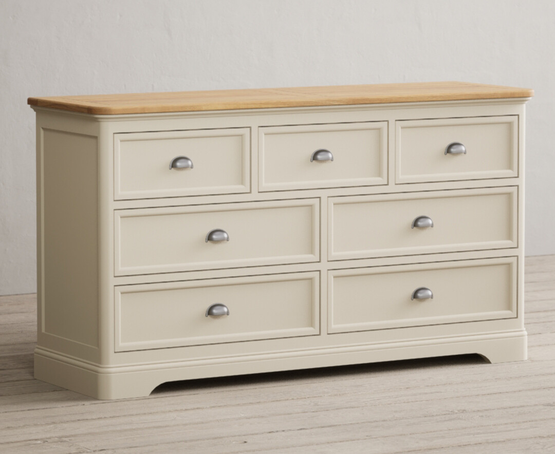 Photo 1 of Bridstow oak and cream painted wide chest of drawers