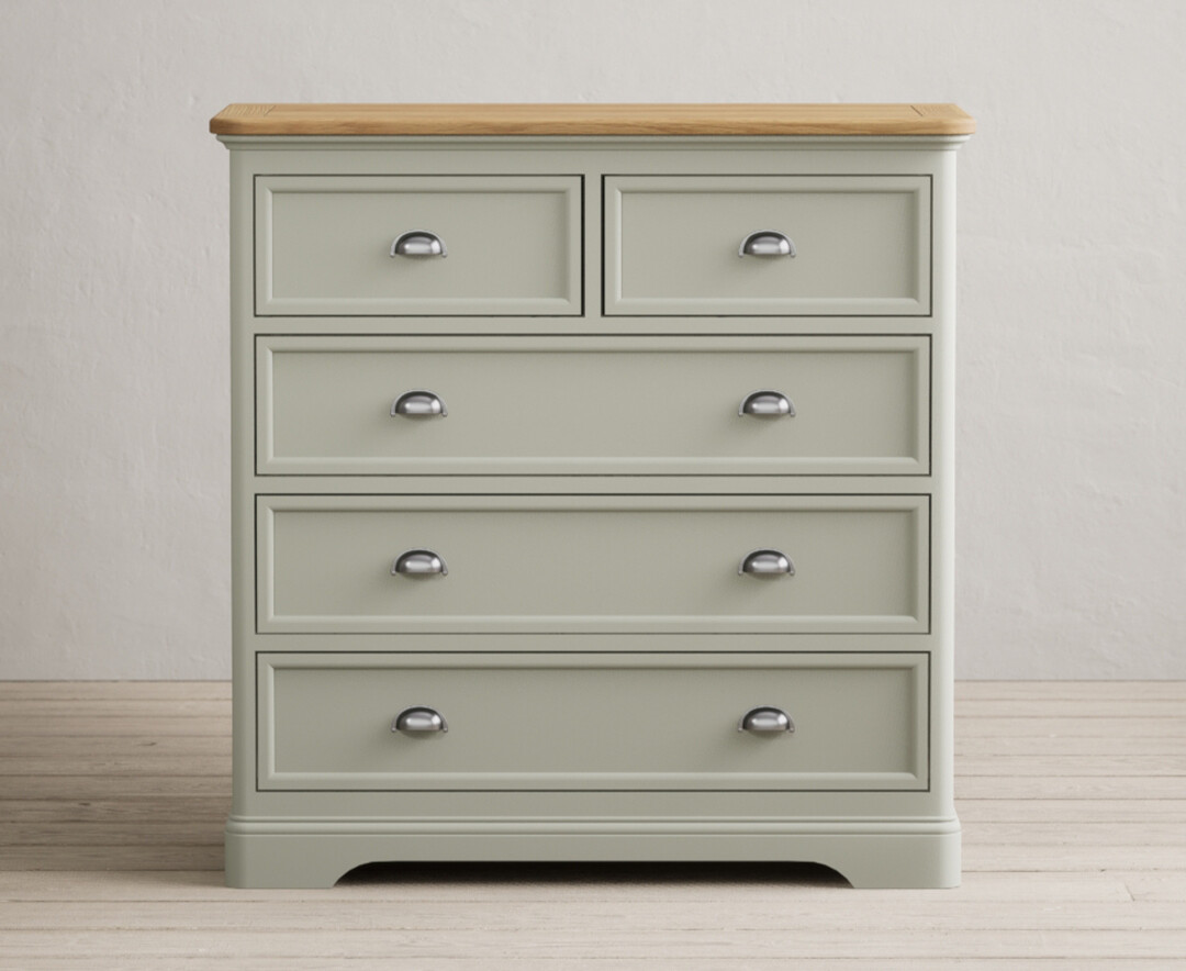 Product photograph of Bridstow Soft Green Painted 2 Over 3 Chest Of Drawers from Oak Furniture Superstore