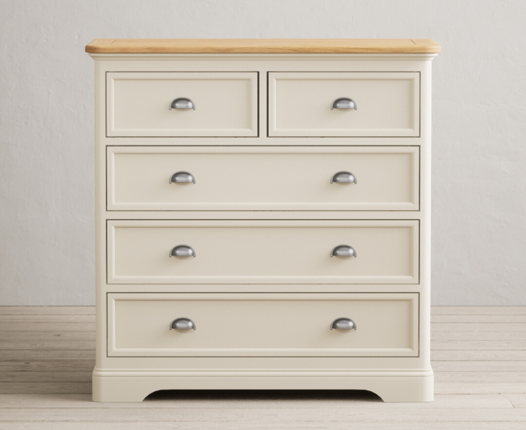 Product photograph of Bridstow Oak And Cream Painted 2 Over 3 Chest Of Drawers from Oak Furniture Superstore