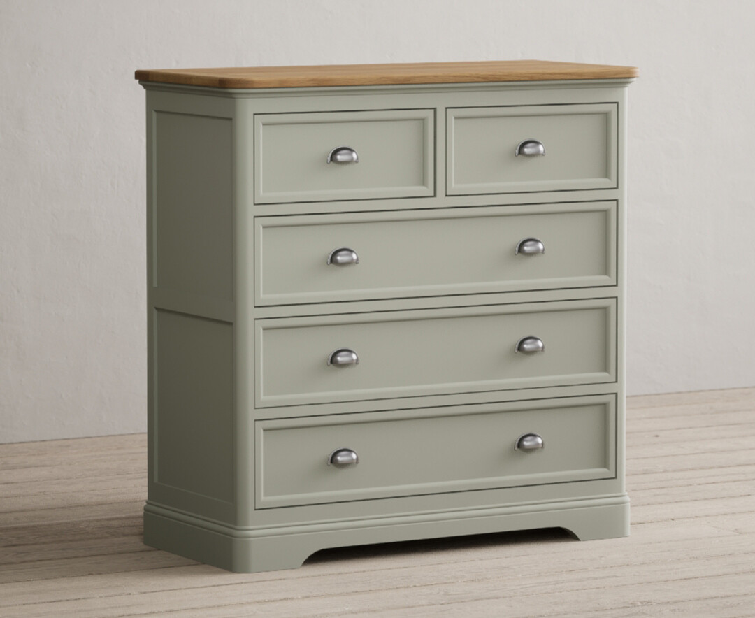 Product photograph of Brampton Soft Green Painted 2 Over 3 Chest Of Drawers from Oak Furniture Superstore