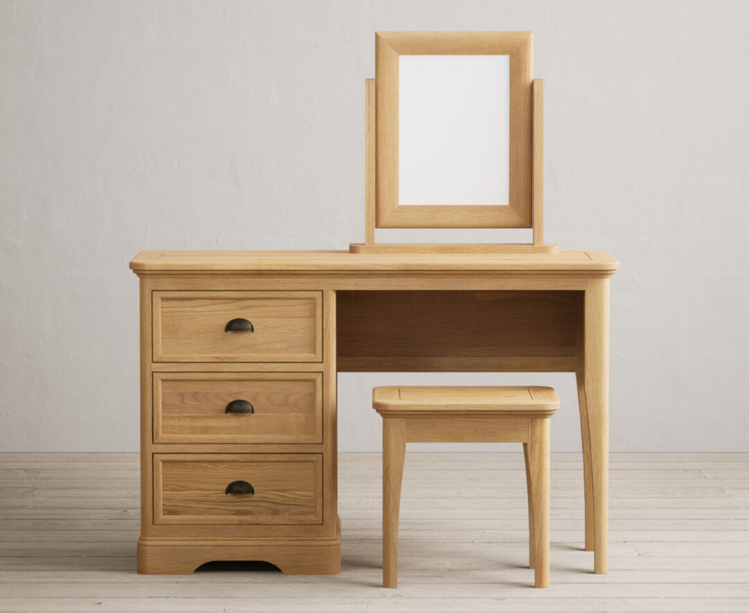 Product photograph of Bridstow Solid Oak Dressing Table Set from Oak Furniture Superstore