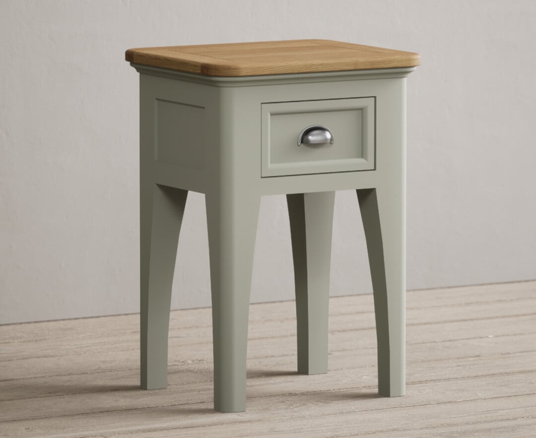 Product photograph of Brampton Soft Green Painted 1 Drawer Bedside from Oak Furniture Superstore