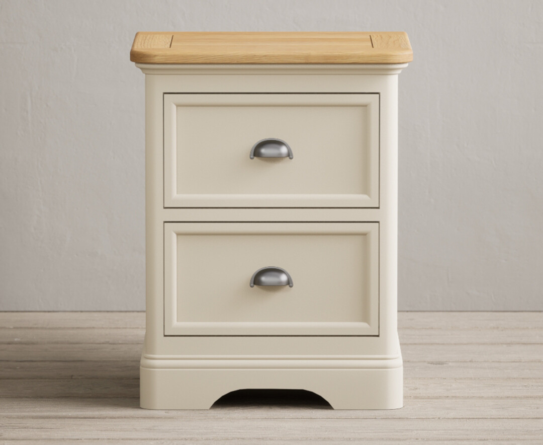 Product photograph of Bridstow Oak And Cream Painted 2 Drawer Bedside Chest from Oak Furniture Superstore