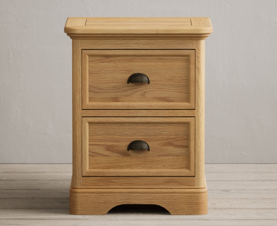 Product photograph of Bridstow Solid Oak 2 Drawer Bedside Chest from Oak Furniture Superstore