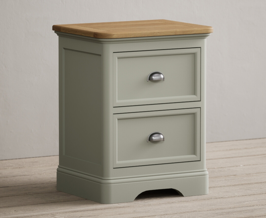 Photo 1 of Bridstow soft green painted 2 drawer bedside chest