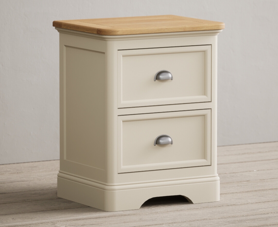Photo 1 of Bridstow oak and cream painted 2 drawer bedside chest
