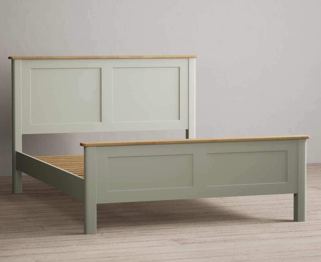 Product photograph of Bridstow Soft Green Painted King Size Bed from Oak Furniture Superstore