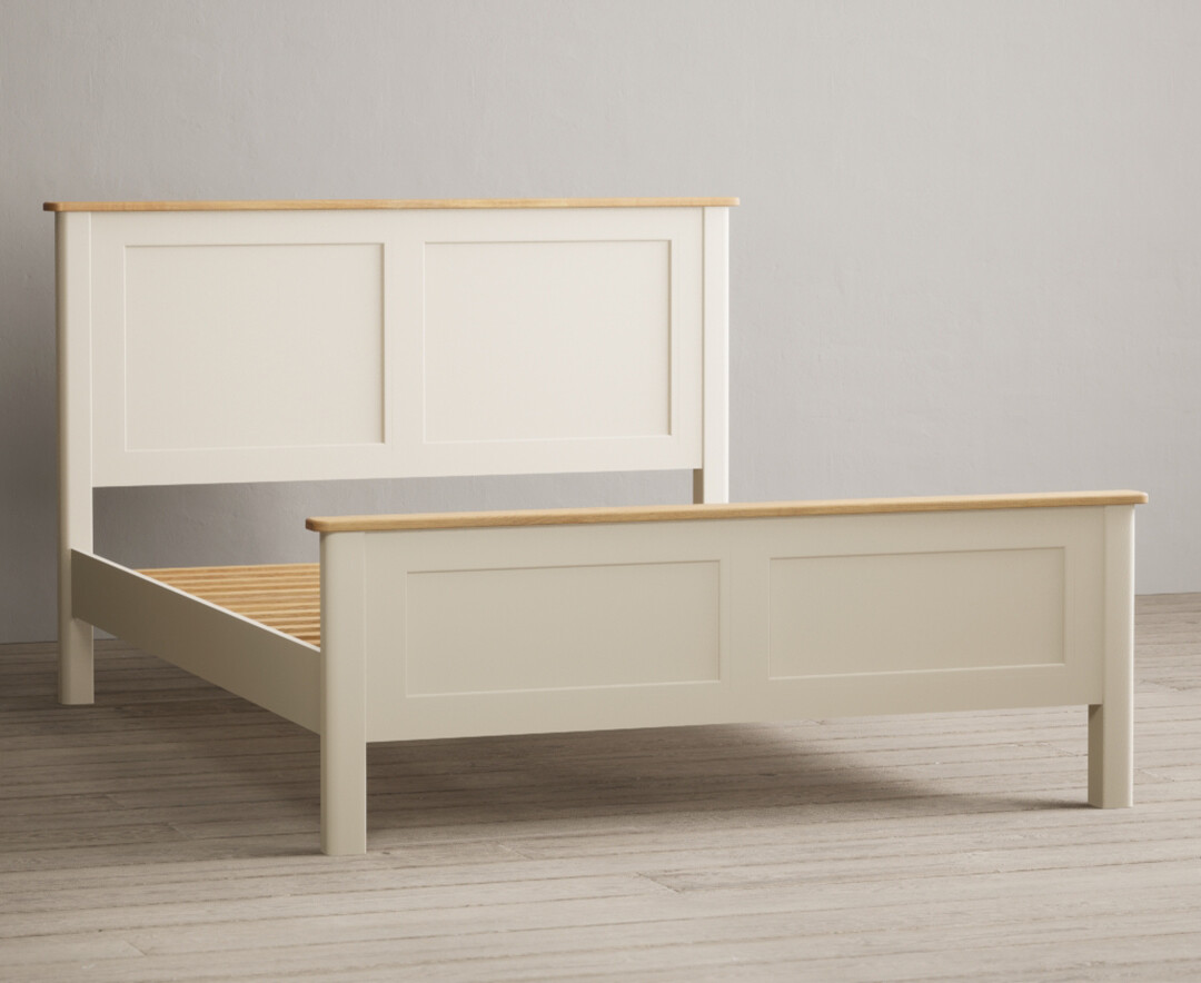 Product photograph of Bridstow Oak And Cream Painted Kingsize Bed from Oak Furniture Superstore