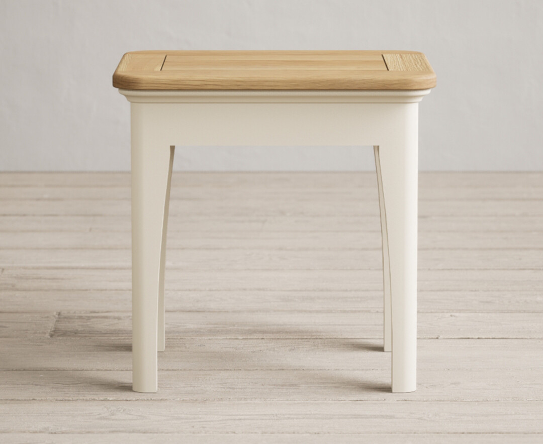 Product photograph of Bridstow Oak And Cream Painted Dressing Table Stool from Oak Furniture Superstore
