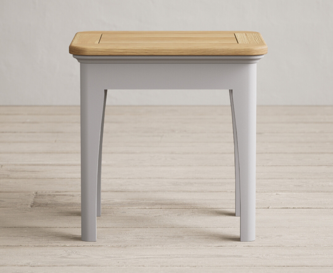 Product photograph of Bridstow Oak And Light Grey Painted Dressing Table Stool from Oak Furniture Superstore