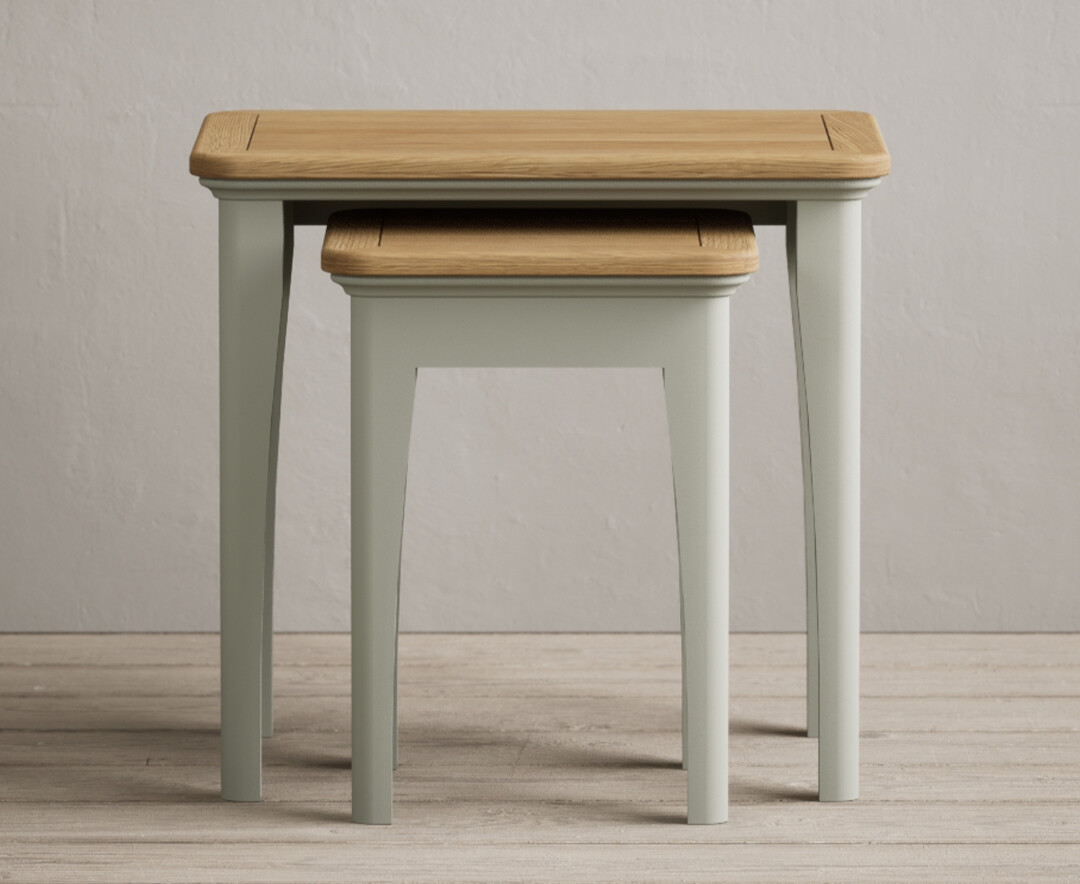Product photograph of Bridstow Soft Green Painted Nest Of Tables from Oak Furniture Superstore