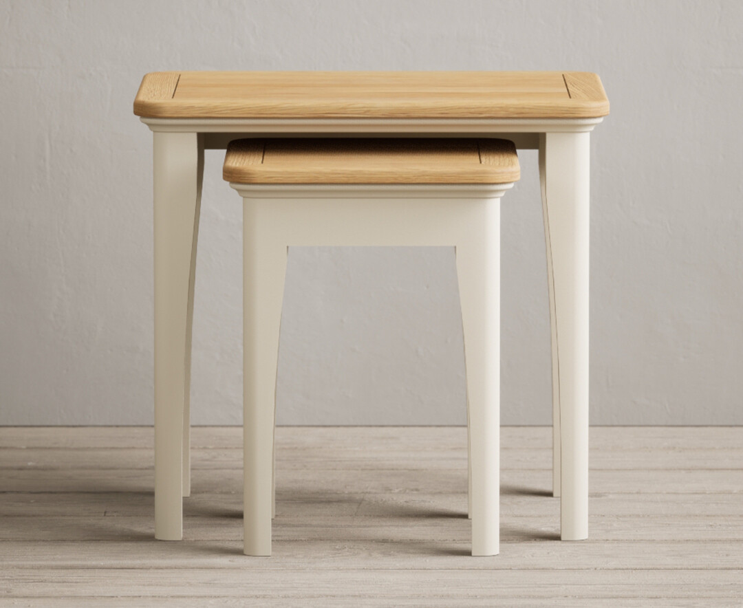 Product photograph of Bridstow Oak And Cream Painted Nest Of Tables from Oak Furniture Superstore