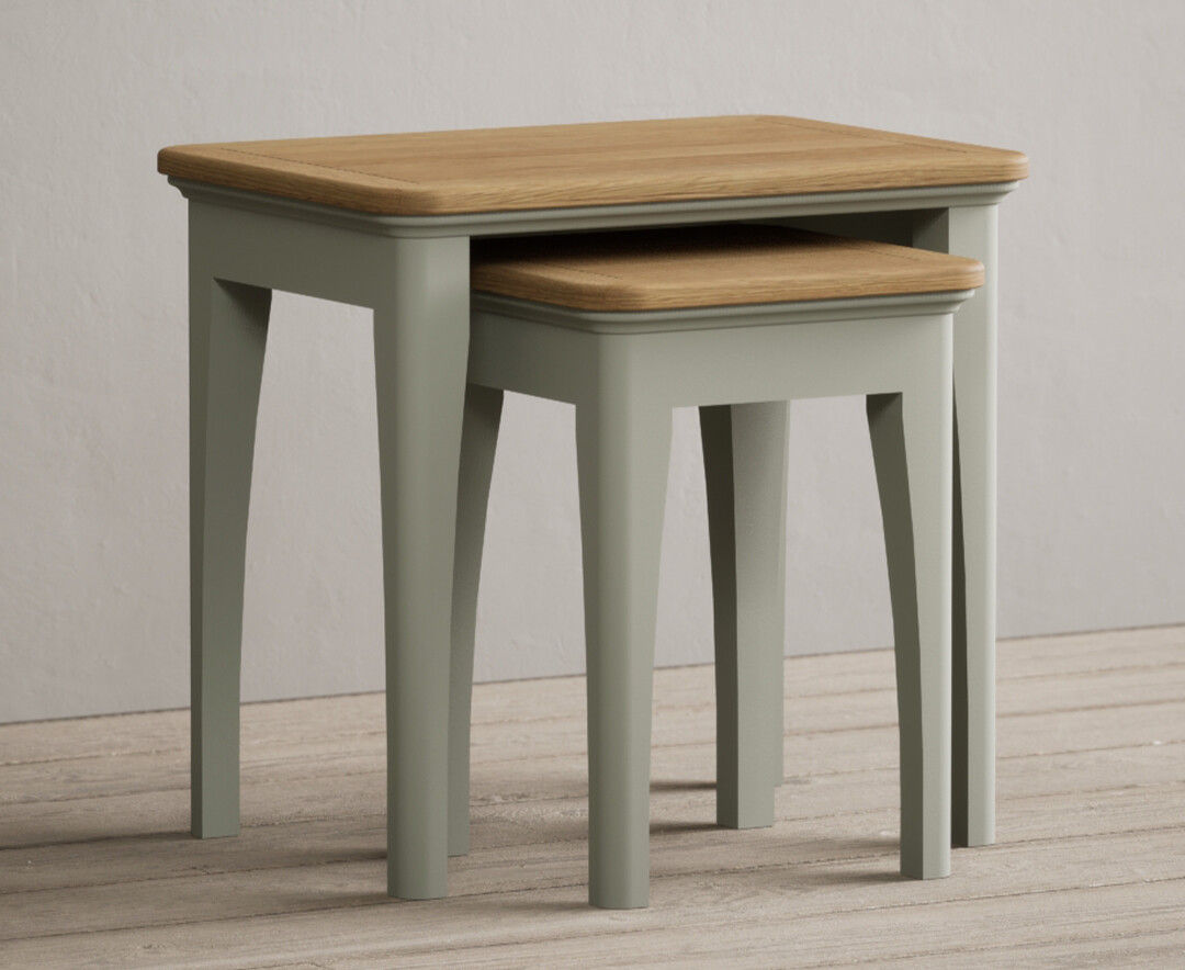Product photograph of Brampton Soft Green Painted Nest Of Tables from Oak Furniture Superstore