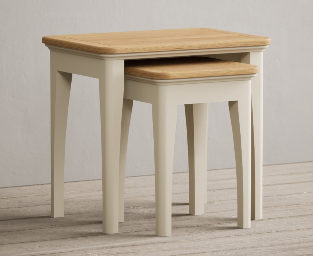 Product photograph of Madley Oak And Cream Painted Nest Of Tables from Oak Furniture Superstore