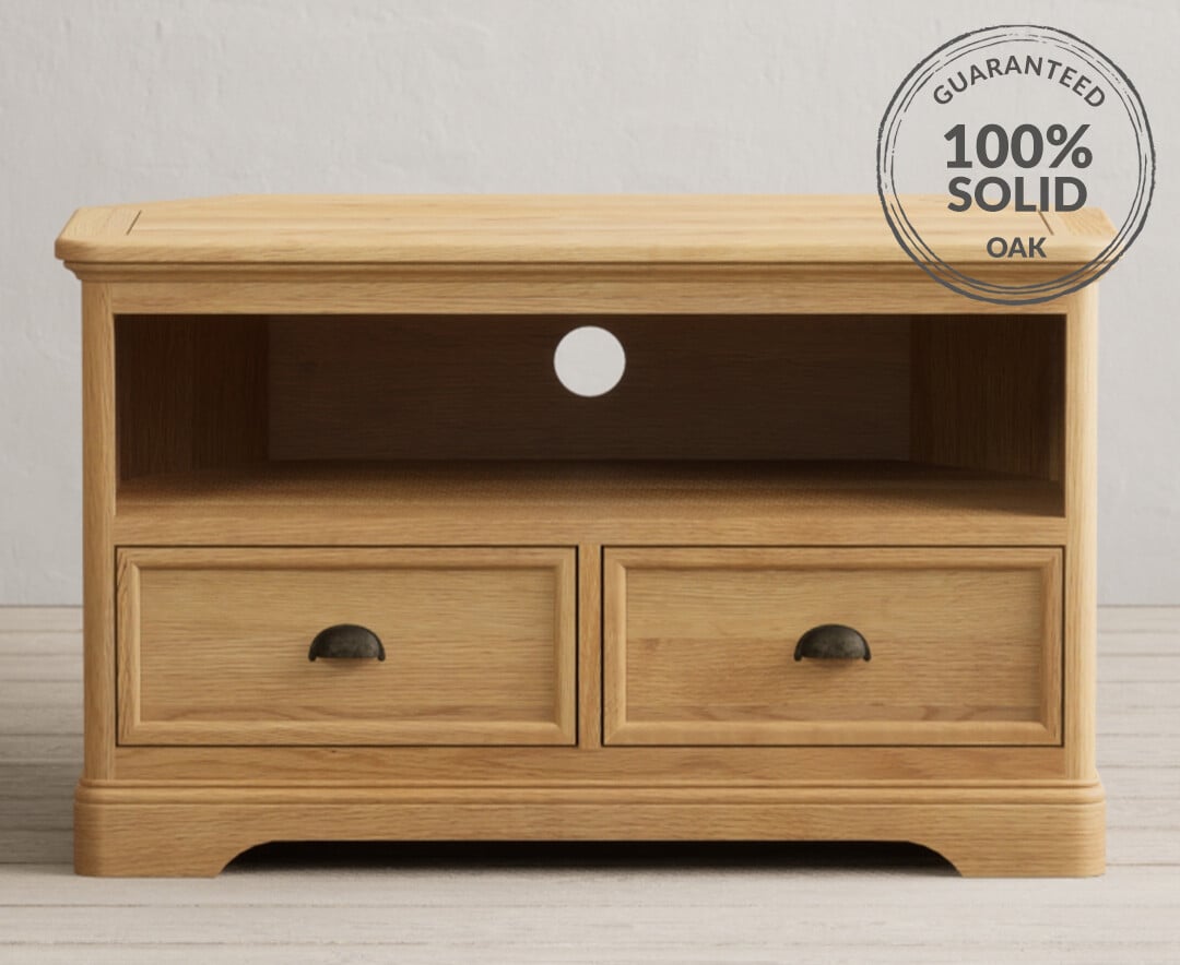 Large solid oak online corner tv unit