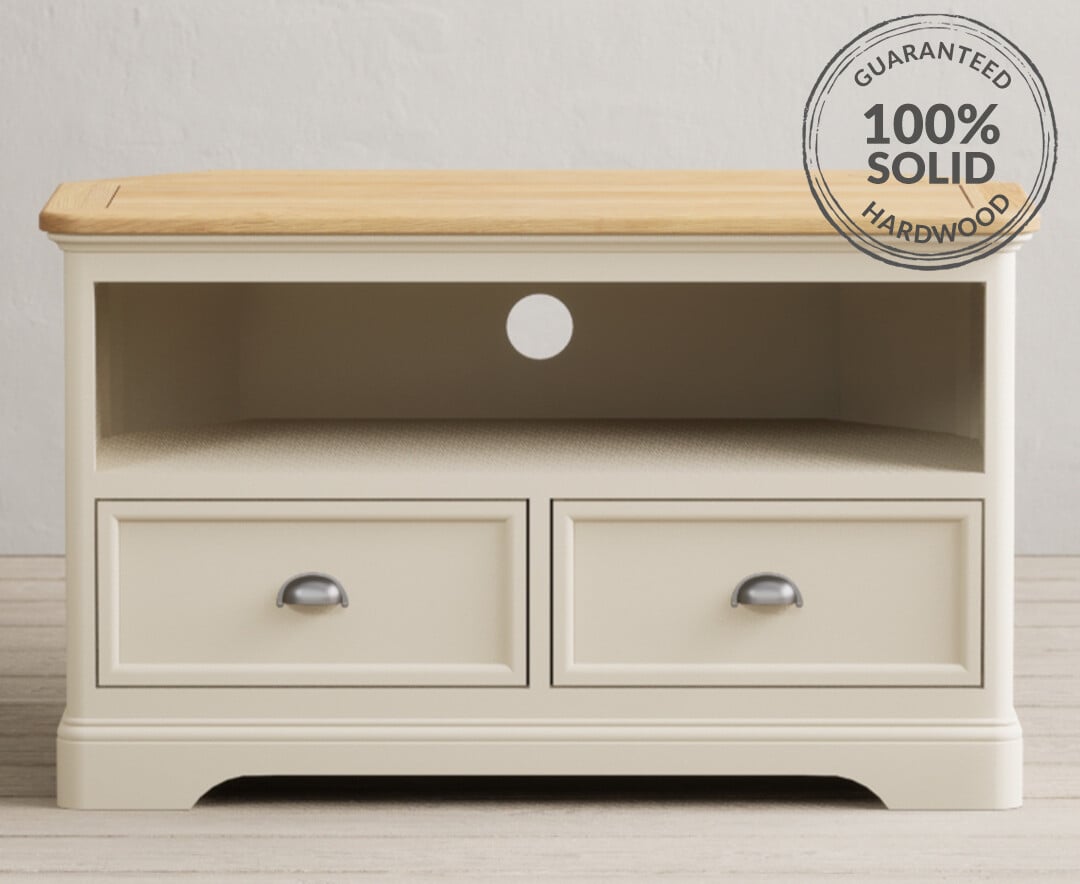 Bridstow Oak and Cream Painted Corner TV Cabinet Oak Furniture