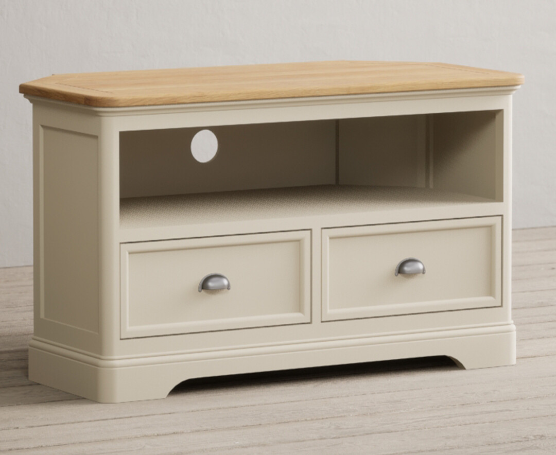 Product photograph of Madley Oak And Cream Painted Corner Tv Cabinet from Oak Furniture Superstore
