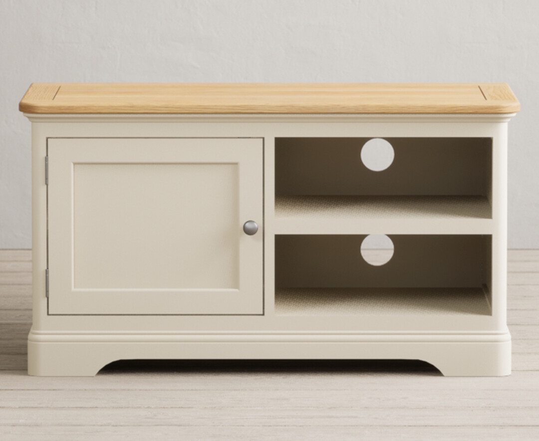 Product photograph of Bridstow Oak And Cream Painted Small Tv Cabinet from Oak Furniture Superstore