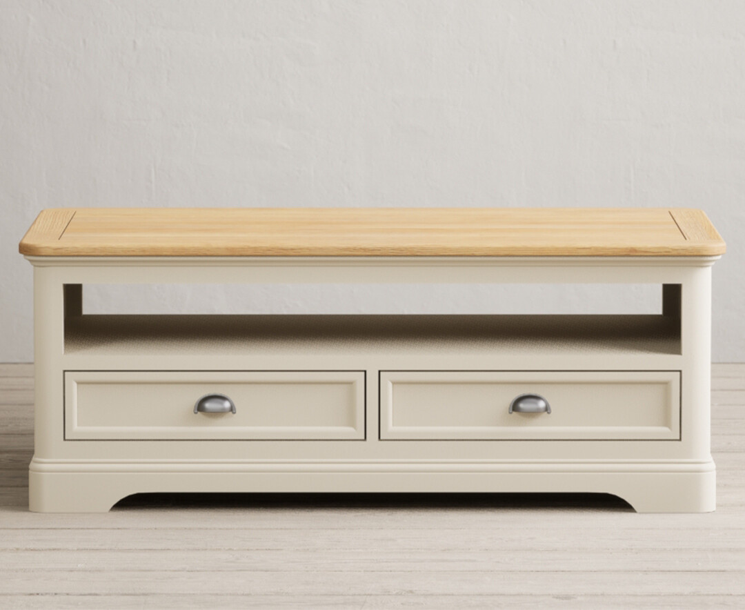 Product photograph of Bridstow Oak And Cream Painted 4 Drawer Coffee Table from Oak Furniture Superstore