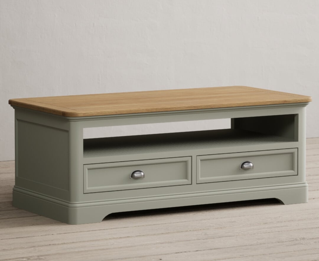 Product photograph of Brampton Soft Green Painted Coffee Table from Oak Furniture Superstore