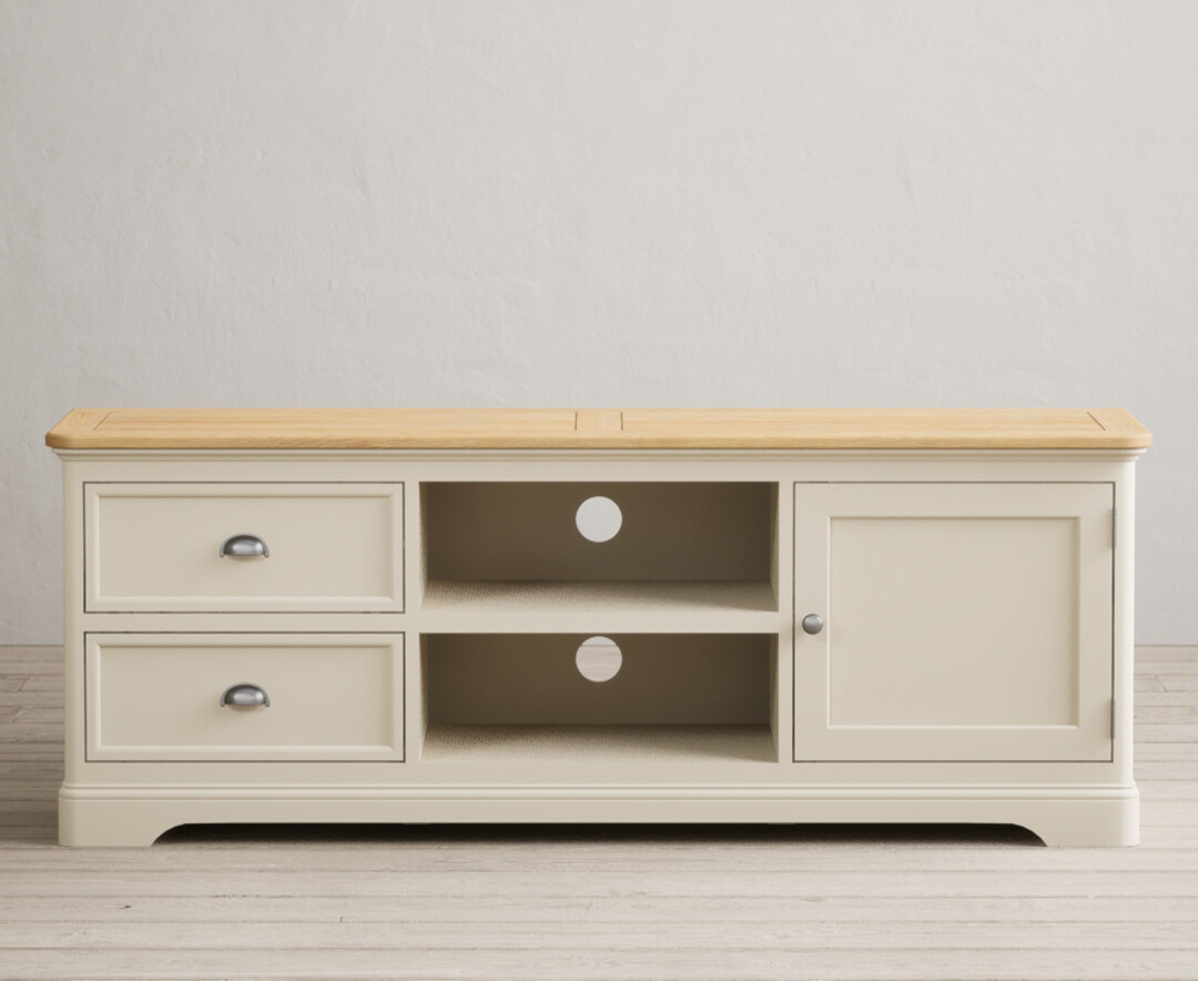 Product photograph of Bridstow Oak And Cream Painted Super Wide Tv Cabinet from Oak Furniture Superstore
