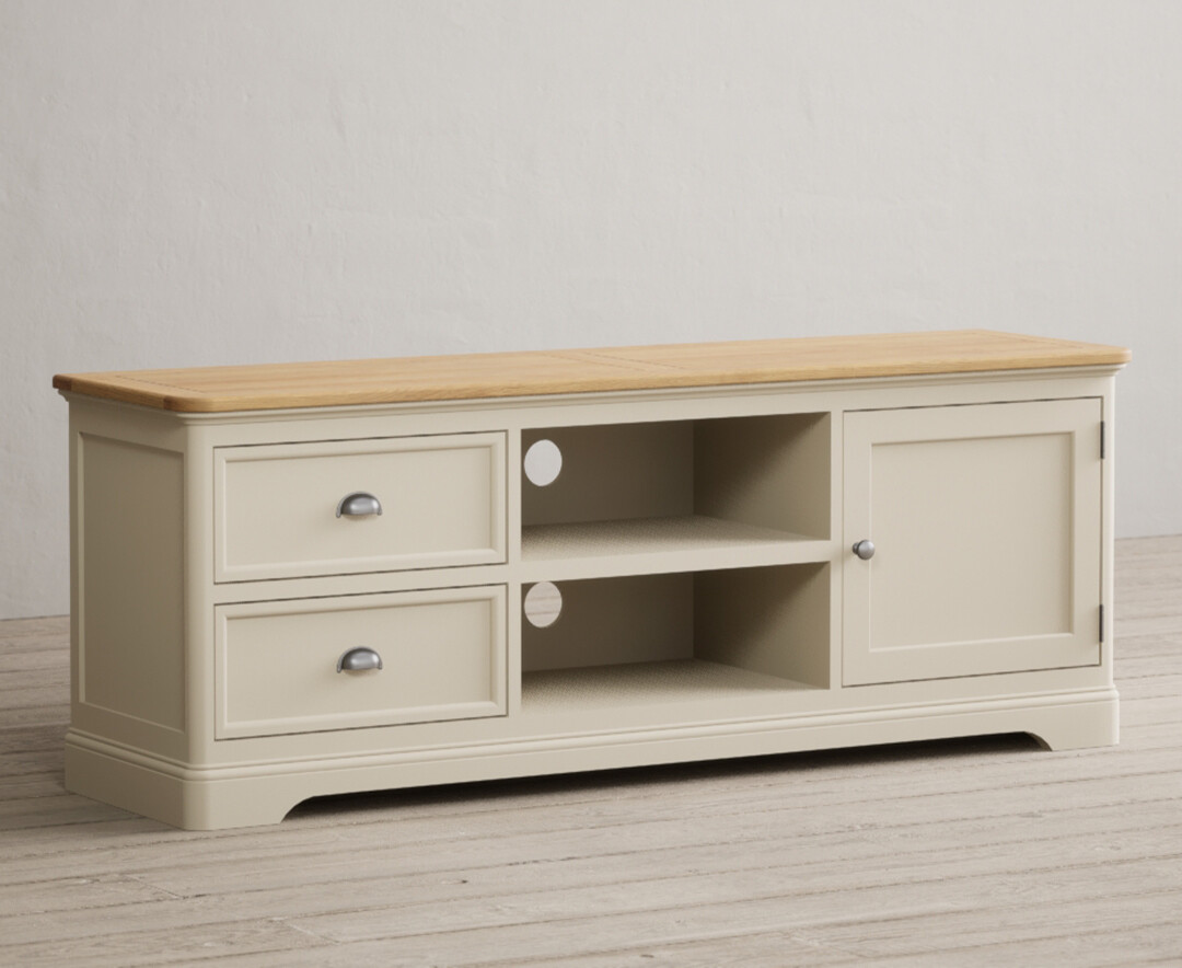 Product photograph of Madley Oak And Cream Painted Super Wide Tv Cabinet from Oak Furniture Superstore