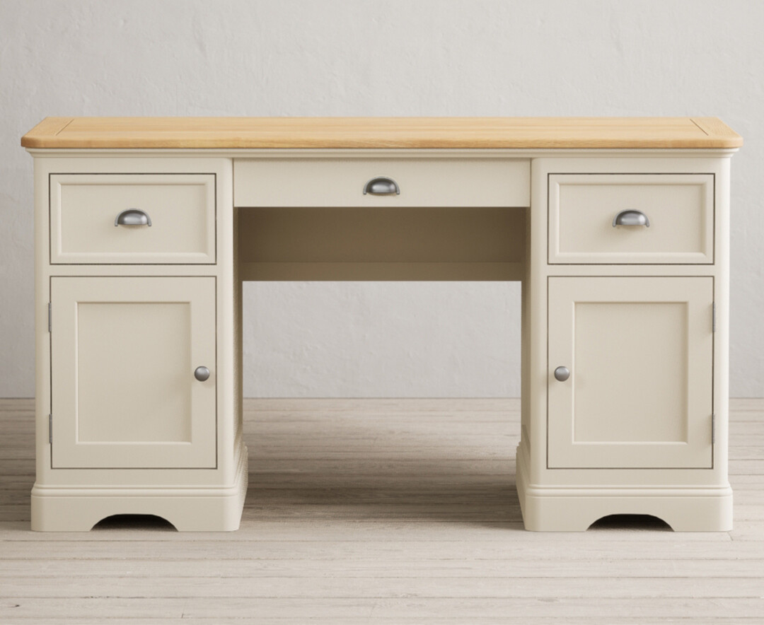 Product photograph of Bridstow Oak And Cream Painted Computer Desk from Oak Furniture Superstore