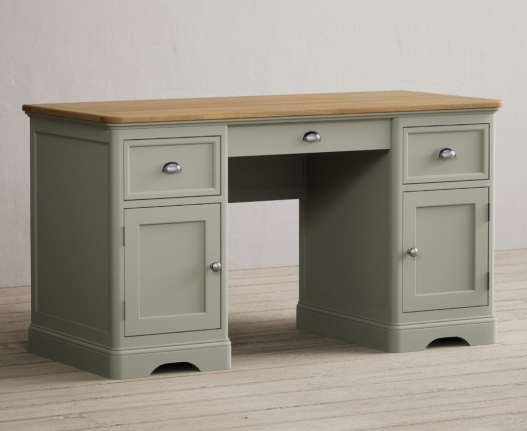Product photograph of Brampton Soft Green Painted Computer Desk from Oak Furniture Superstore