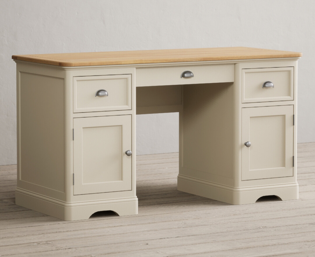 Product photograph of Bridstow Oak And Cream Painted Computer Desk from Oak Furniture Superstore.