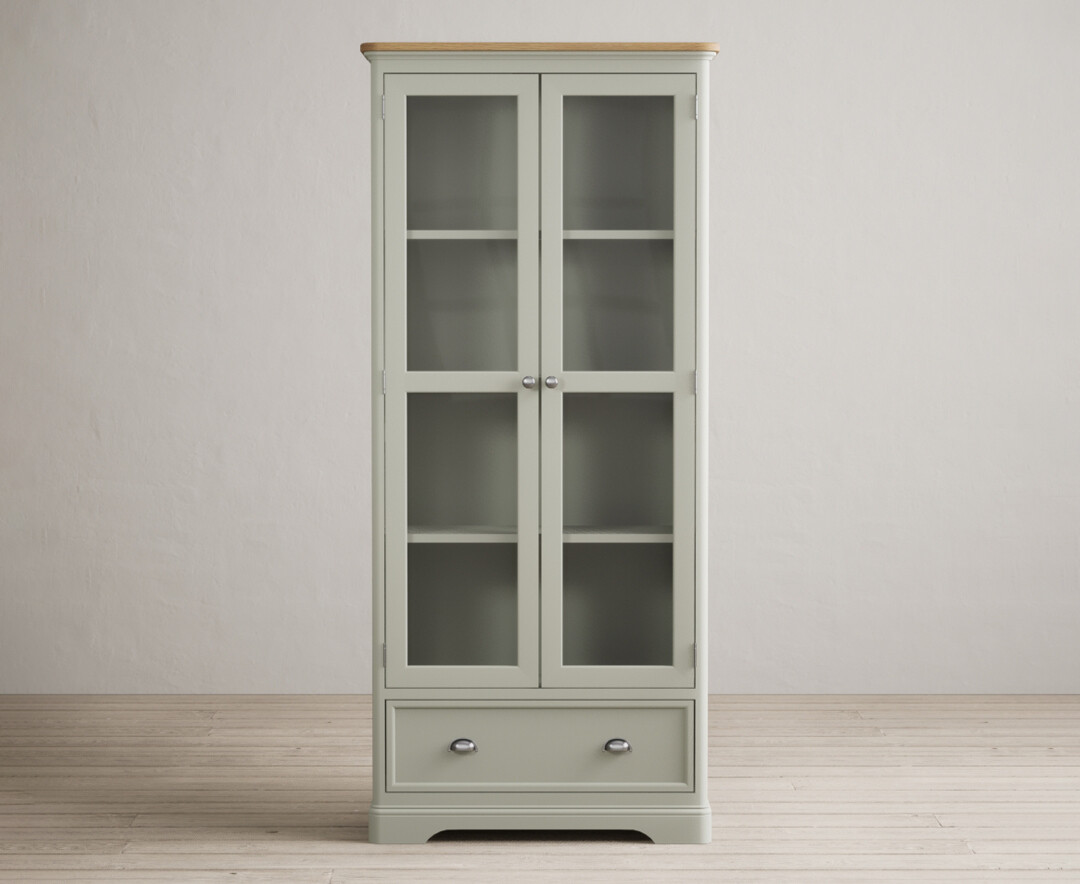 Bridstow Oak And Cream Painted Glazed Display Cabinet