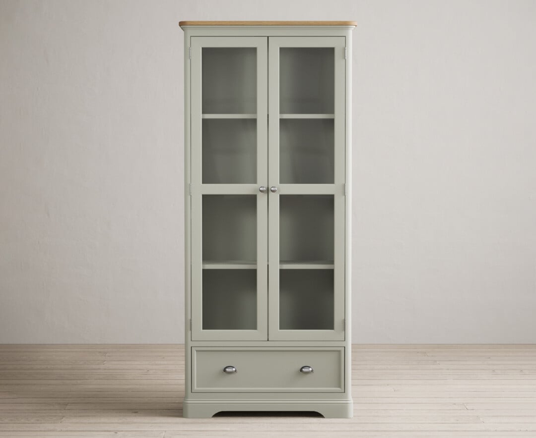 Bridstow Soft Green Painted Glazed Display Cabinet