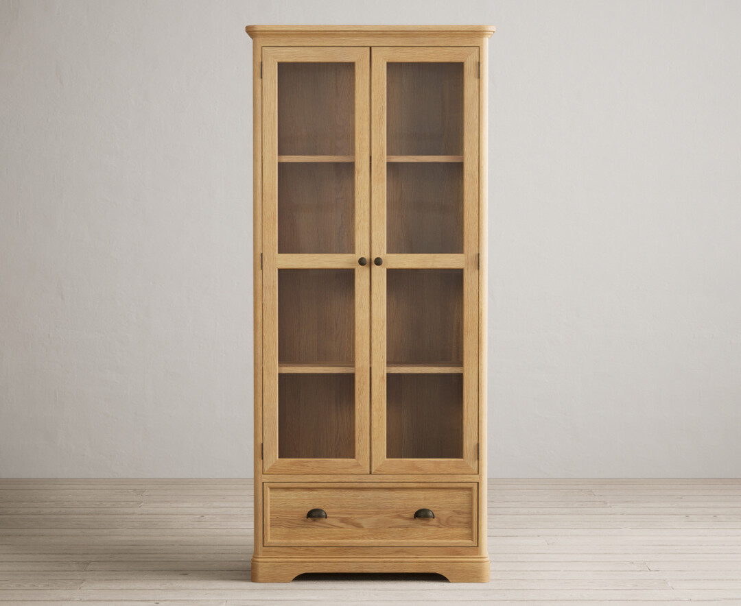 Product photograph of Bridstow Solid Oak Glazed Display Cabinet from Oak Furniture Superstore