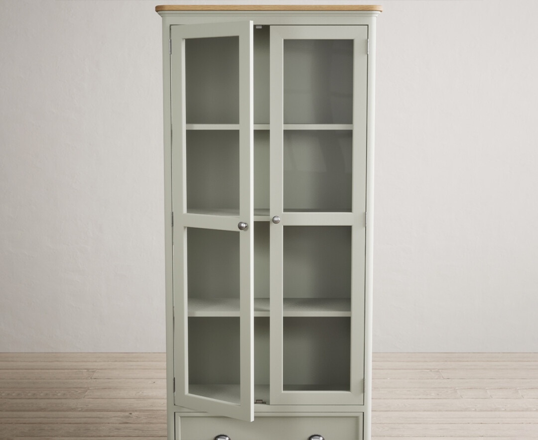 Photo 3 of Bridstow soft green painted glazed display cabinet