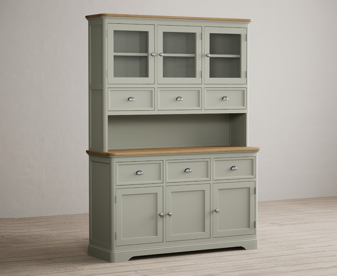 Product photograph of Brampton Soft Green Painted Large Dresser from Oak Furniture Superstore