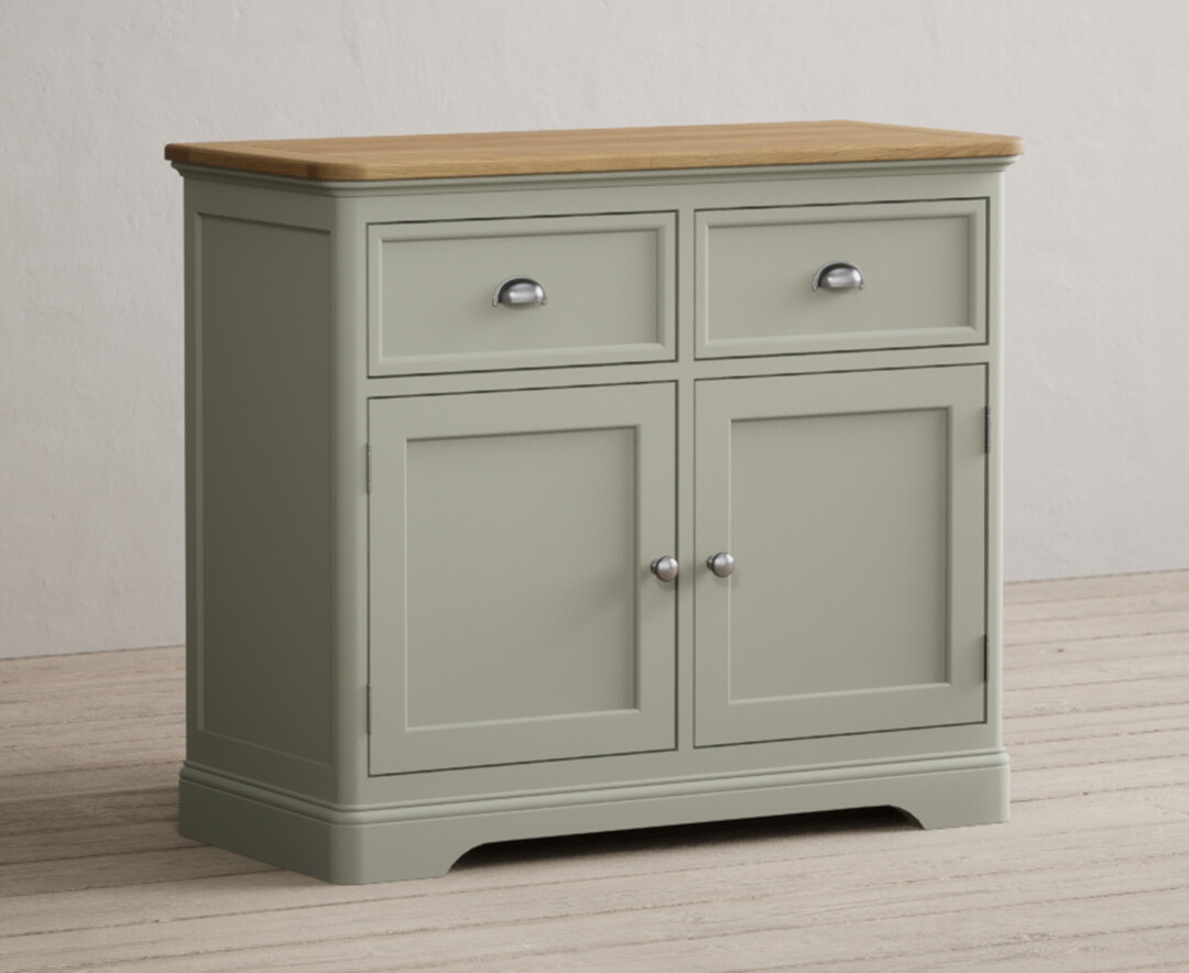 Product photograph of Brampton Soft Green Painted Small Sideboard from Oak Furniture Superstore