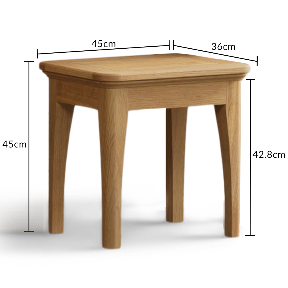 Product photograph of Bridstow Solid Oak Dressing Stool from Oak Furniture Superstore.