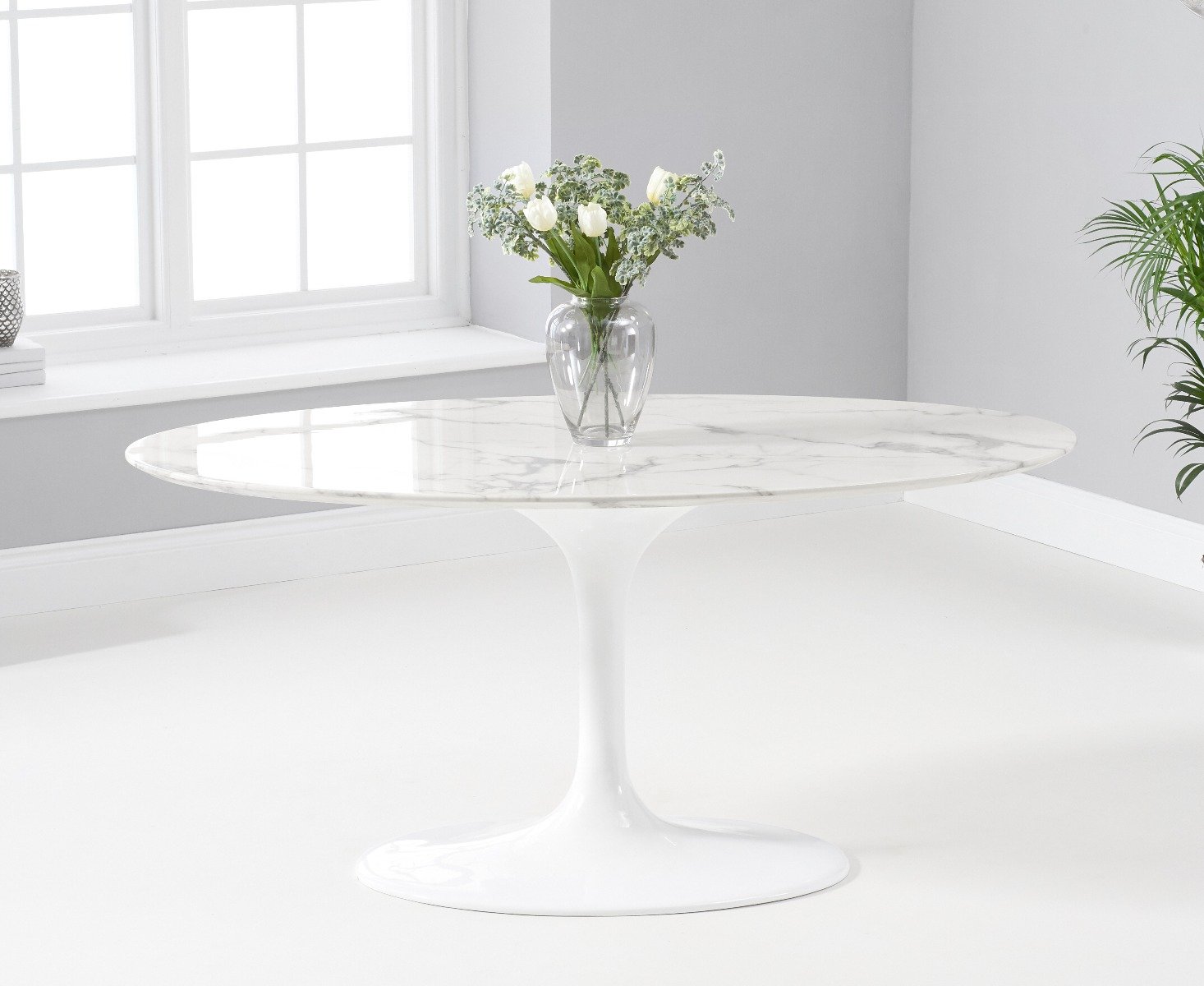Oval marble clearance table dining