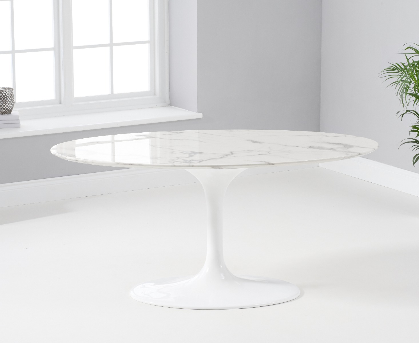 Photo 1 of Brighton 160cm marble oval white dining table